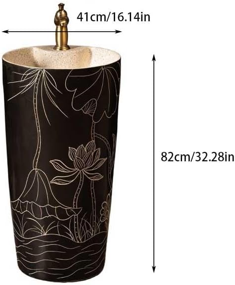Bathroom Countertop Vessel Sink Home Balcony Column Sink Wash Basin Ceramic Hotel Pedestal Sink Vanity
