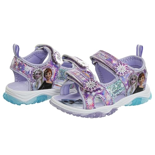 Image of Disney Girls Frozen LED Light Up Sandal Outdoor Slipon Quick Dry Waterproof Shoe Size 5-10 Toddler 11-12 Little Kid