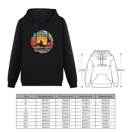 Vintage Sunset Surfing Unisex Casual Hoodies Long Sleeve Lightweight Pullover Tops Loose Sweatshirt with Pocket2