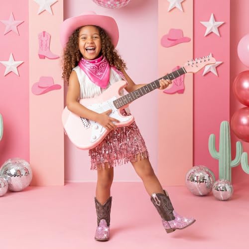 Image of Motasha Girls Cowgirl Boots Unisex-Child Mid Calf Glitter Toddler Cowboy Boot Little Big Kids Western Riding Shoes