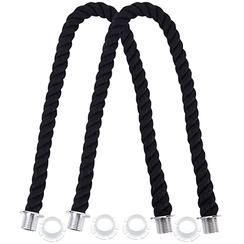 Image of GORGECRAFT 25.2 Inch Practical Rope Handle with Canvas Insert Handbag Strap Bag Braided Band Repair Replacements for Female Handbag Shoulder Bag Canvas Tote Purse Practical Accessories, Black