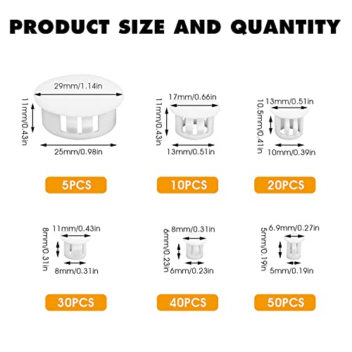 Tappi per fori in plastica, 6 misure, tappi per