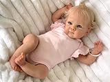 JIEBOTE Poupée réaliste Reborn de 45 cm - Corps entièrement en Silicone, Cheveux blonds implantés à la Main, Yeux Bleus réalistes, poupée Nouveau-née articulée pour collectionneurs et Enfants