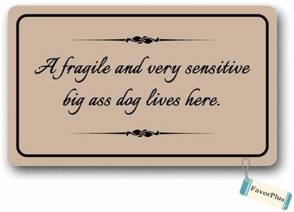 FavorPlus A Fragile and Very Sensitive Big Ass Dog Lives Here. Indoor/Outdoor Decor Rug Doormat 30(L) X18(W) Inch Non-Slip Home Decor