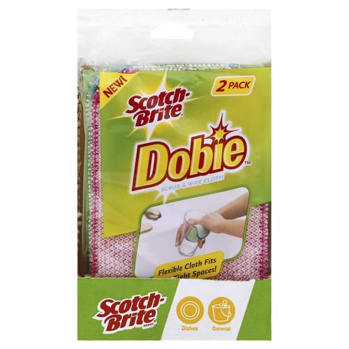 Image of Scotch-Brite Dobie Scrub & Wipe Cloths,Sponge Cloths for Cleaning Kitchen,Bathroom,and Household,Dobie Scrub and Wipe Cloth Absorbs-and Doesn't Scratch,2 Cleaning-Cloths,(Pack of 12)