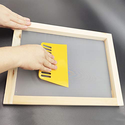 Worown 4 Pieces 4 Sizes Screen Printing Squeegee, 2 Sizes 75 Durometer Wooden Ink Scraper (9.4 and 5.9 inch), 2 Sizes Plastic Ink Scraper (6.8 and 3.3 inch), Screen Ink Scraper for Screen Printing