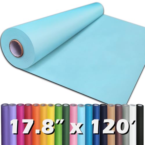 PerkHomy 17.8 x 1 440 (120) Light Blue Kraft Paper Roll for Craft Bulletin Board Paper Art Table Covering Crafting Gift Wrapping Bouquet Packing Parcel 80GSM 55LB (Light Blue 17.8 x 120)