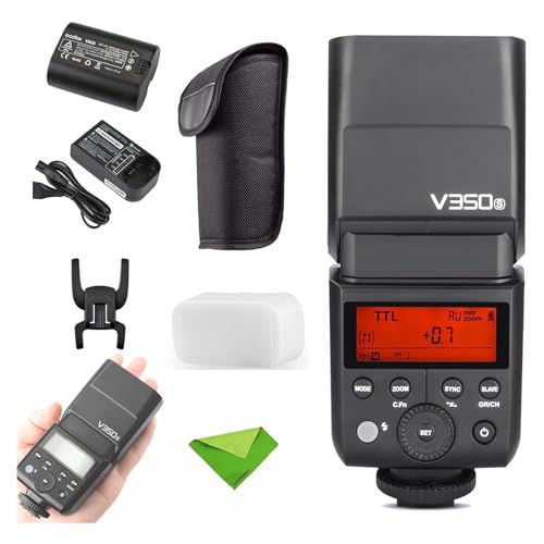 Godox V350S TTL Flash for Sony 2.4G GN36 1/8000s HSS 500 Full Power 0.1s-1.7s Recycle w/2000mAH Rechargeable Battery Speedlite for Sony A7RIII A7RII A7R A58 A99 ILCE6000L A77II RX10 A9 etc (V350-S)