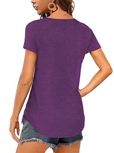 Amoretu Women V Neck T-Shirt Casual Short Sleeve Plain Tee Shirts Blouses3
