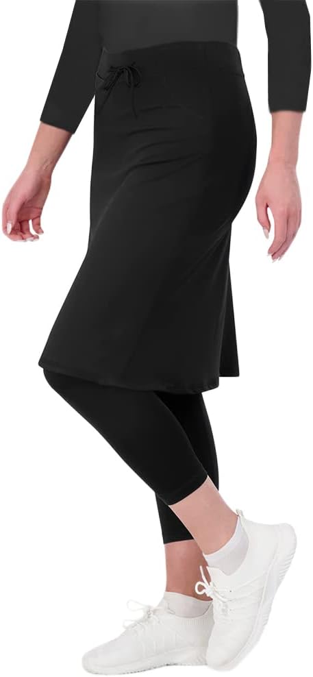 Aurgelmir Women's Tennis Golf Skirts Workout Skirted Leggings Yoga Capri Pants with Skirts Skorts Pockets - Image 2