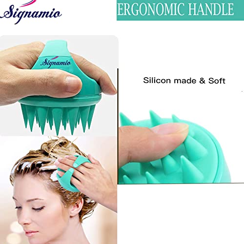 Image of SIGNAMIO Shampoo Brush Silicon Scalp Massager Hair Brush Wet Dry Comb Head Scrubber 100% Comfortable for Hair Improve Blood Circulation for Men,Women Pets - Green - Pack 1