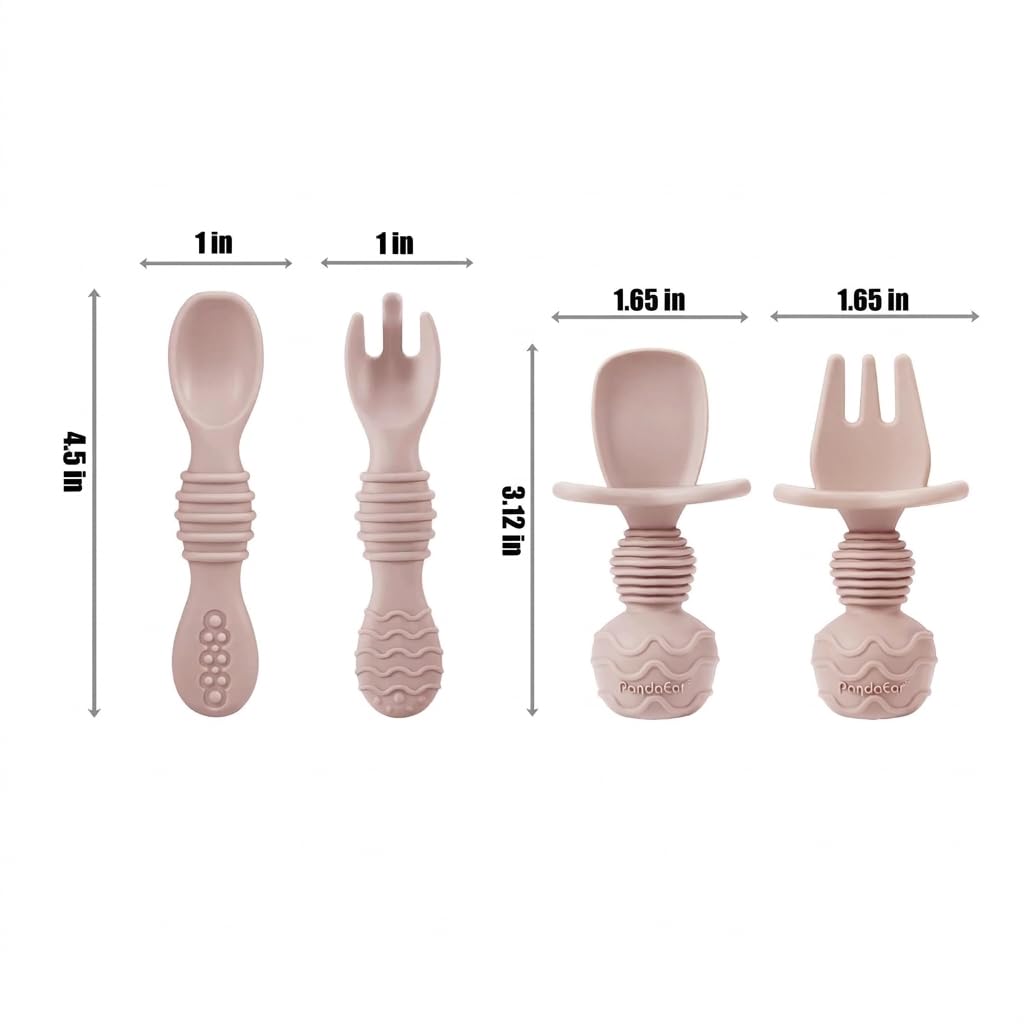 PandaEar Set De Vaisselle En Silicone Pour Bébé | 9 Pièces | Assiette Avec Ventouse, Bol, Bavoir En Silicone, Gobelet D'Apprentissage, Cuillères Pour Bébé (Rose)