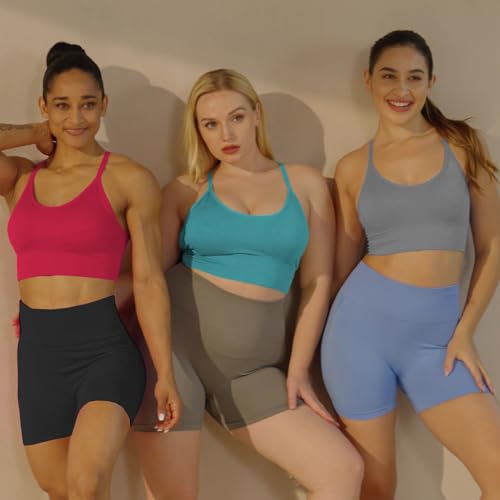 Image of Evercute Racerback Sports Bras Padded Y Racer Back Cropped Bras for Yoga Workout Fitness Low Impact