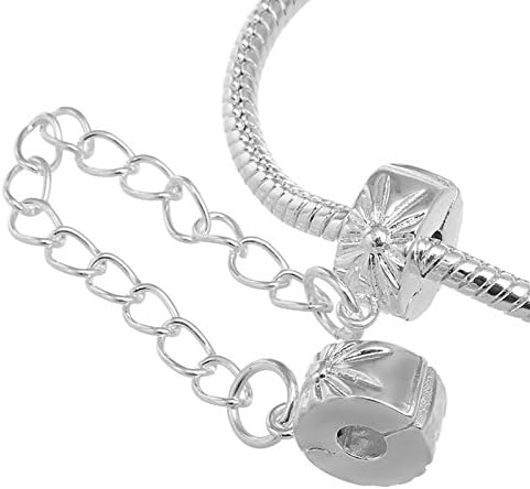 RUBYCA 20pcs White Silver Plated Clip Lock Stopper Chain Clasp Beads fit European Charm Bracelet 083