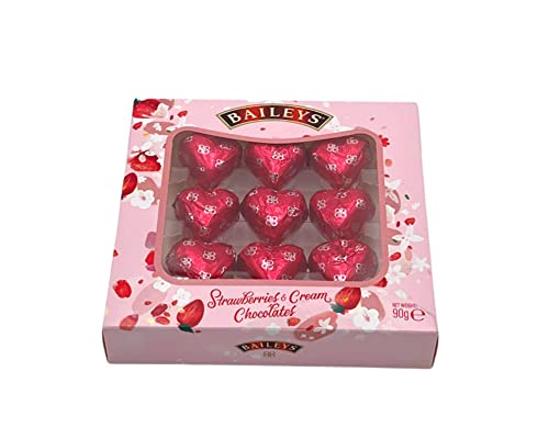Baileys - Caja de regalo con trufas de fresa y corazones crema. Perfecto para el día de San Valentín, día de la madre, cumpleaños, aniversario, 90 g