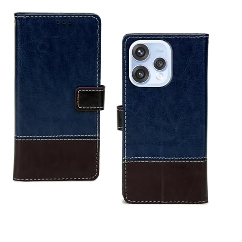 Image of amazon basics Oppo Reno 15 5G Flip Cover | Card Pockets Wallet & Stand | Flip Cover for Oppo Reno 15 5G (Blue Coffee)