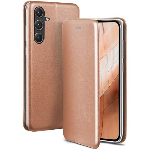 Housse pour Samsung Galaxy A55 5G fine finition cuir or rose élégant