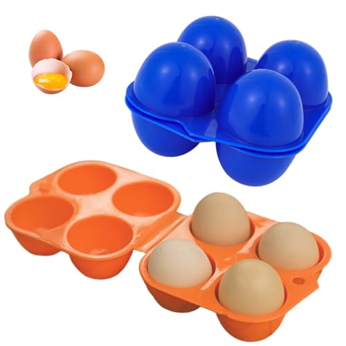 Hotainoys 2 Soportes para Huevos para Camping, 4 Rejillas portátiles para Exteriores con Hebilla, Caja de Almacenamiento eficaz a Prueba de Golpes para Camping, Senderismo, Actividades al Aire Libre