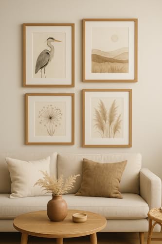 FRAMAI® Bilderrahmen 50x70 cm Eichenfarbe MDF Umweltfreundlichem Rahmen mit Bruchsicheren Plexi, Aufhänger und Aufsteller – Ansicht 3