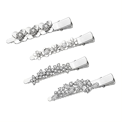 Pinzas para el cabello con cristales de strass color dorado, tipo cocodrilo, juego de 4 unidades