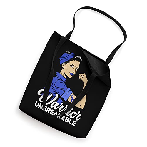 Bolso tote para concienciación sobre el cáncer de colon: 'Colon Cancer Warrior Unbreakable' miniatura 2