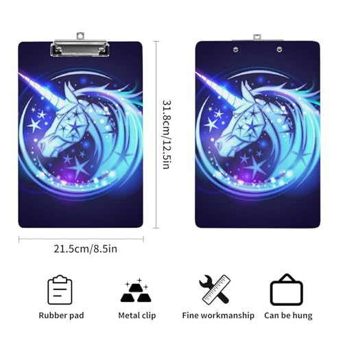 Porte bloc A4 licorne bleue avec pince à profil bas pour documents - 2