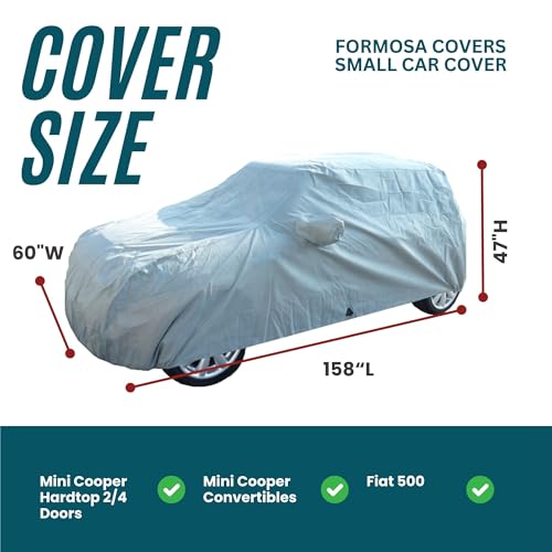 Formosa Covers | Custom fit Mini Cooper Car Cover Prevents UV Rain Damage Antenna Patch Kit Stores up to 158