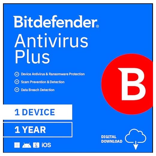 Bitdefender Antivirus Plus - 1 Device | 1 year Subscription | PC Activation Code by email