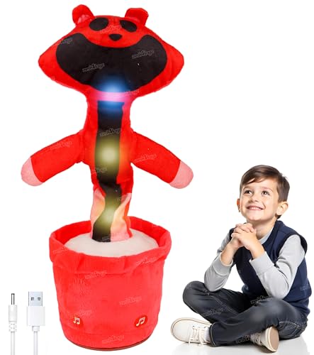 Image of Zest 4 Toyz Musical Talking Squid Cactus Dancing Music Game Toys Wriggle Singing & Repeats What You Say Funny Educational Sound Toys for Kids (Pack of 1) - Red