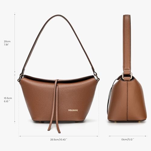 Image of molshine Pebble Leather Handbag, Shoulder Bag, Satchel,Party Clutch Purse for Women Lady Model DLK0019 (Caramel Brown)