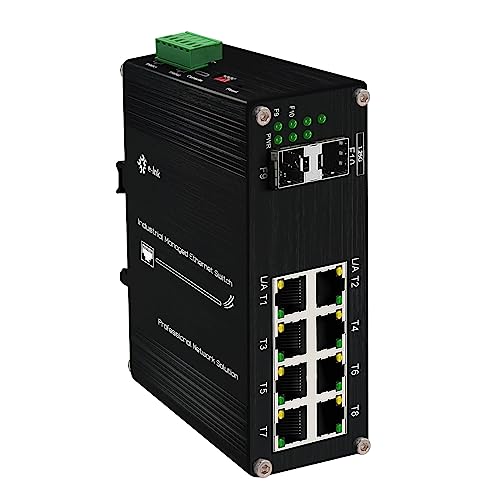 Image of Industrial Gigabit Managed Switch - 8 Ports 10 /100 /1000Mbps Web Management DIN Rail Ethernet Switch with 2 SFP Slots, Network Switch Support Ring Network, VLAN, STP /RSTP