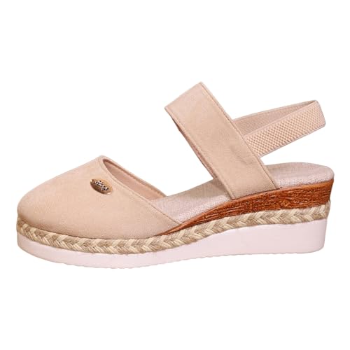 Sandalias casuales de mujer con punta cerrada y cuña tejida para el día a día 1