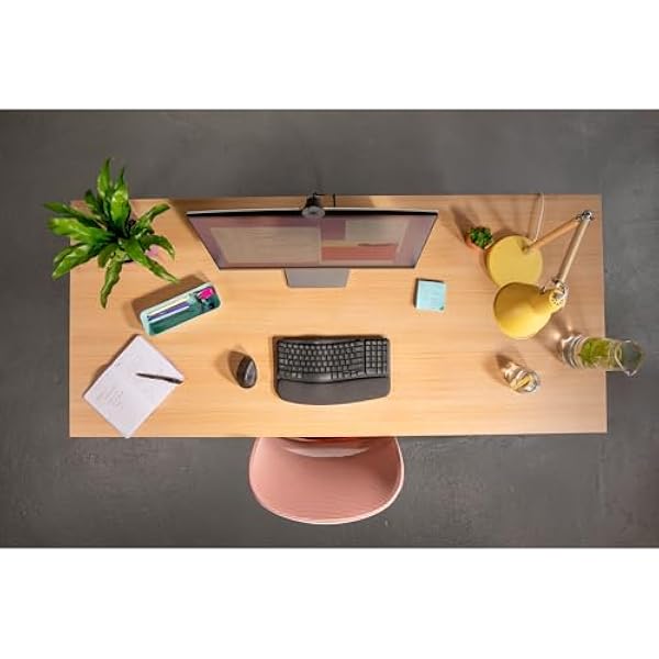 Logitech Wave Keys for Business беспроводная эргономичная клавиатура с мягкой подставкой для ладоней безопасная технология Logi Bolt Bluetooth Windows Mac Chrome Linux раскладка QWERTZ DEU