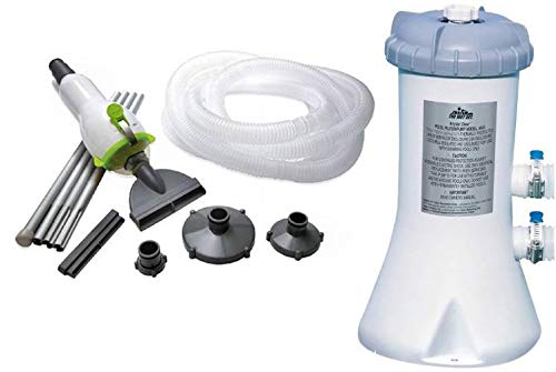 Intex 530 GPH Easy Set Swimming Pool Filter Pump & Skooba Vac Vacuum Combo