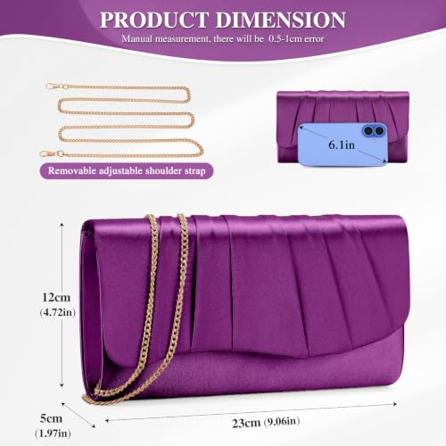 Image of UBAYMAX Clutch Purses for Women Formal, Pleated Satin Evening Bag Purse Handbags Evening Clutch for Prom Party Wedding