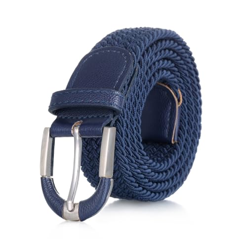 Twill Weave Elastic Belt for Men & Women - Stretch Belt with Prong Buckle - Tan - Classic Braided Design - Adjustable Fit2