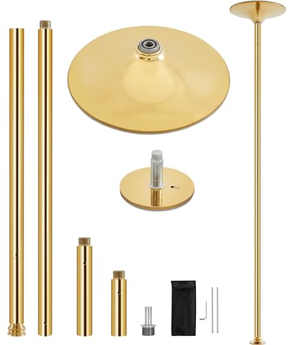 Yaheetech Stripper Dance Pole Spinning Static Dancing Pole Portable Removable for Home Club Bar Gym 44.5-108.3 Height Adjudtable & Weight Capacity 500lb - Gold