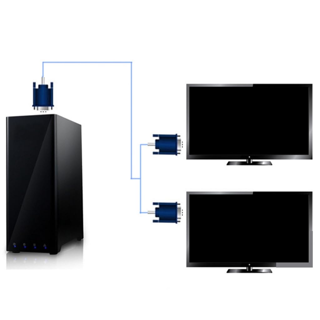 XAGMODSHN VGA Y Splitter Cable 1 Male to Double Female Adapter Cord Wire for Screen Duplication and Multi Display Setsup 20cm