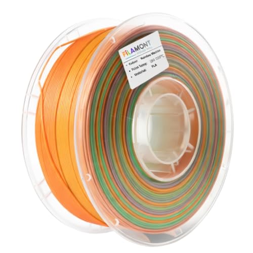 Image of FiLAMONT PLA Silk Filament 1.75mm, 3D Printer Filament, Shiny Silk 1.75 PLA Filament, 1kg(2.2Lbs) /Spool (Silk Macaron Rainbow)