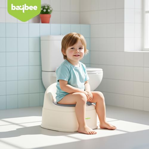 Image of Baybee Pebble Baby Potty Seat for Kids with Back Support | Portable Toilet Trainer Seat with Removable Tray & Non Skid Base | Western Toilet Chair | Potty Training Seat for Kids 1 to 5 Years (Grey)