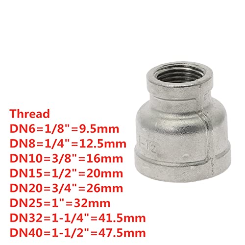 Reductor de rosca BSP conector de tubería DN32 a DN20 manguito acero inoxidable 304 4