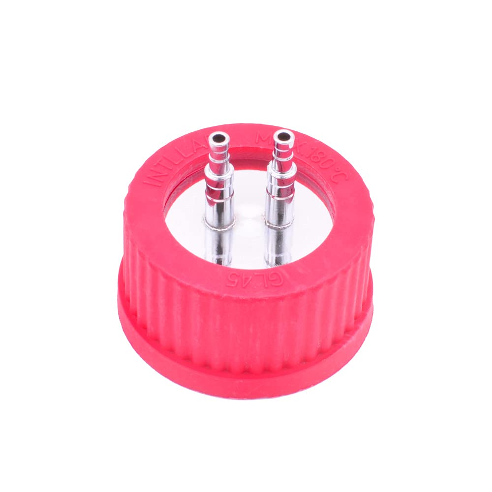 INTLLAB 316 Stainless Steel Small 2-Port Vent Assembly, for GL45 Universal Laboratory Glass Bottles, High Temperature PBT, 45 mm, GL45_S2