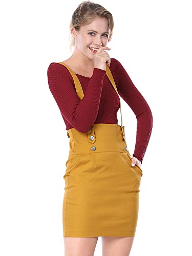 Allegra K Women's High Waist Suspender Adjustable Strap Party Pencil Braces Short Skirt Overalls2