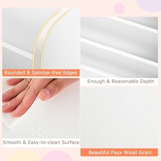 Costzon 4-Tier Kids Bookshelf, Front Facing Children Bookcase with Deep Compartments, Magazine Storage Rack for Kids Bedroom, Playroom, Nursery, Classroom, Kindergarten (White)