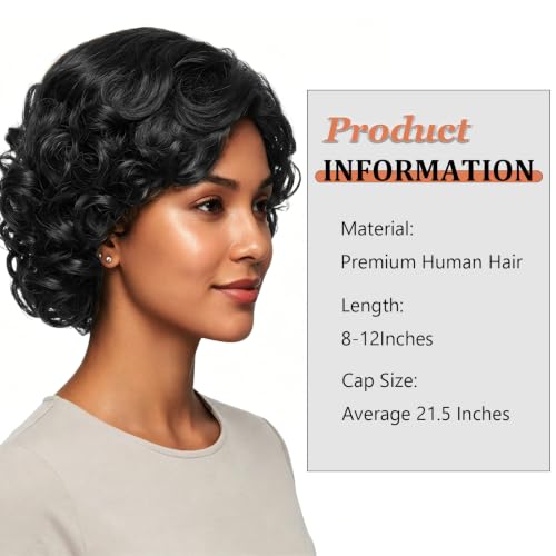 Image of Celiarita Headband Bob Wig Human Hair 14 Inch Curly Short Bob Human Hair Wigs Fringe Rose Curly Bouncy for Black Women Natural Color
