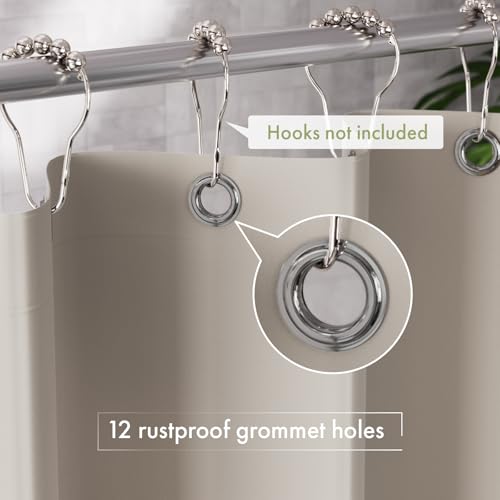 Image of AmazerBath Shower Curtain Liner, 72x72 Tan Shower Liner, Cute Plastic Shower Curtain Liners, Lightweight Waterproof PEVA Khaki Shower Curtains for Bathroom with Magnets and 12 Grommet Holes