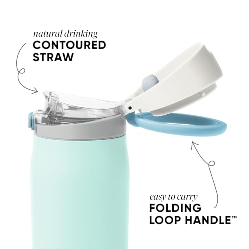 Image of Simple Modern Water Bottle with Straw & Handle | 30oz | Blue | Mesa Loop Insulated Water Bottle for School, Sports, Travel | Leak Proof, Stainless Steel | Seaside Coast