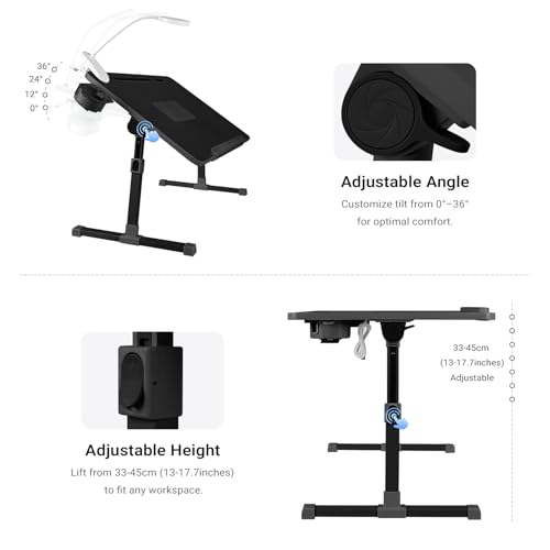 Image of iXTRA Adjustable Laptop Lap Desk with Cooling Fan USB Light for Adults