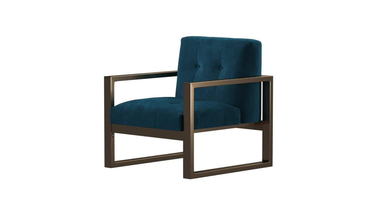 Sillón con Tela Terciopelo Azul y Detalles de Metal miniatura 7