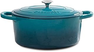 Crock Pot Artisan Round Enameled Cast Iron Dutch Oven, 5-Quart, Teal Ombre